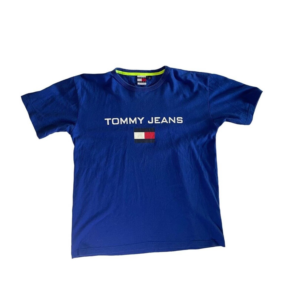 Tommy Hilfiger Vintage 90s Logo T-shirt Size Medium Royal Blue